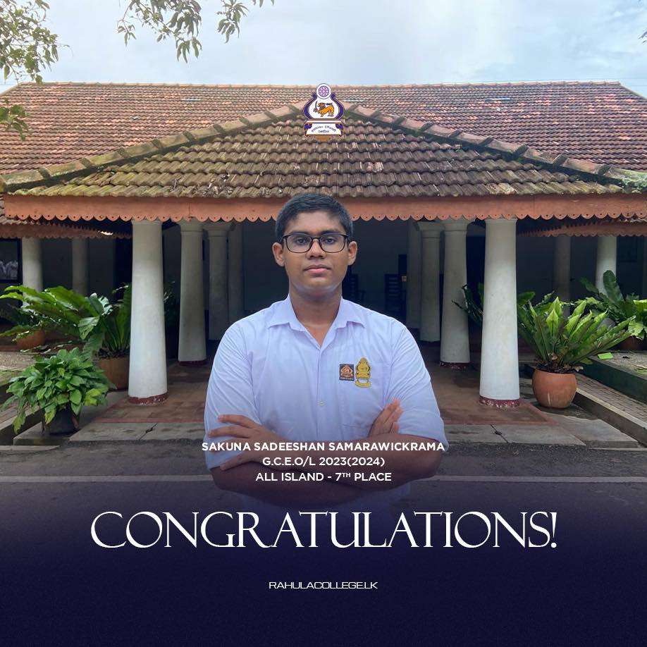 Sakuna Sadeeshan Secures 7th Place All-Island in GCE O/L 2023