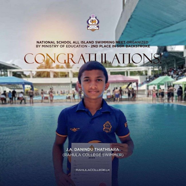 J.A. Danindu Thathsara Wins 2nd Place in 50m Backstroke at National Meet